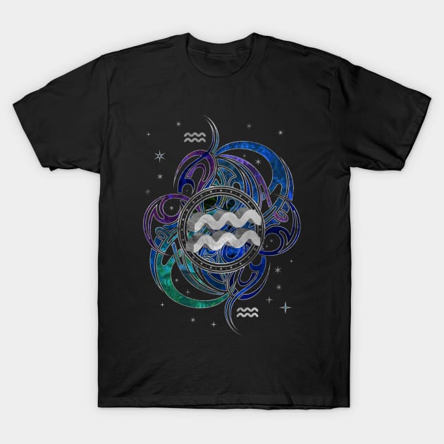 Aquarius Zodiac Sign Air Element T-Shirt by Nartissima